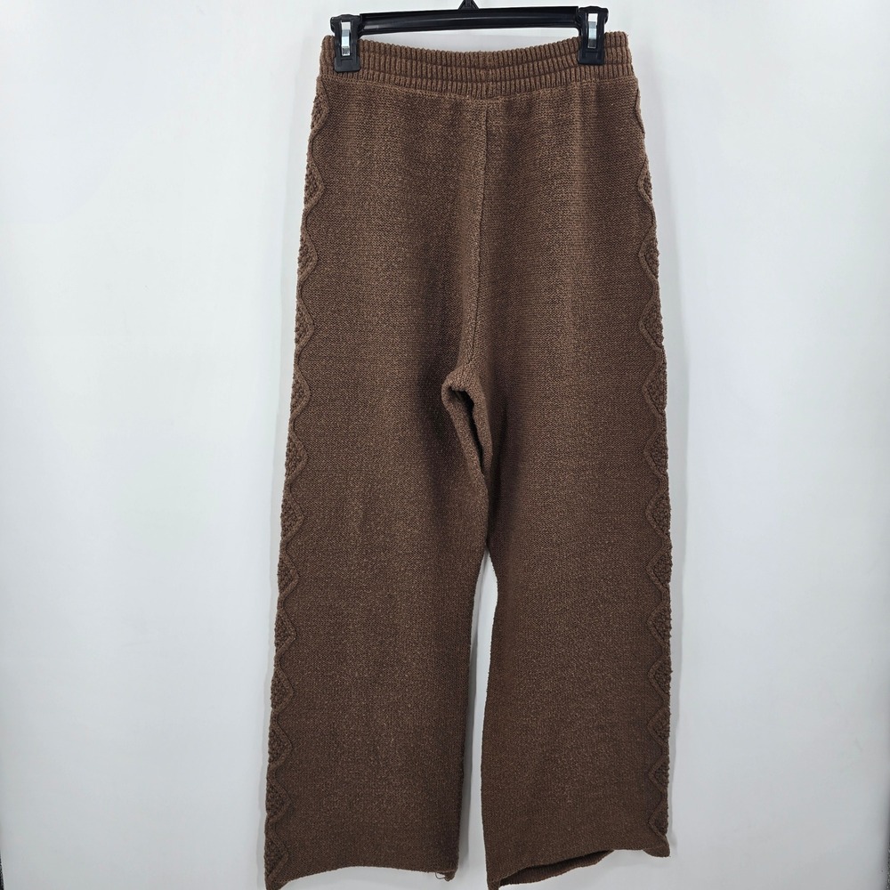 SHEIN Womens Brown‎ Knit Wide Leg Pants Diamond Crochet Trim Size M  6 - Picture 2 of 9